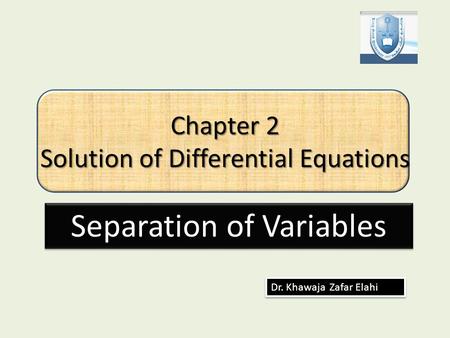 Chapter 2 Solution of Differential Equations