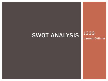 J333 Lauren Collmer SWOT ANALYSIS. PIGEONS & PLANES.
