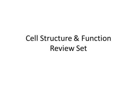 Cell Structure & Function Review Set