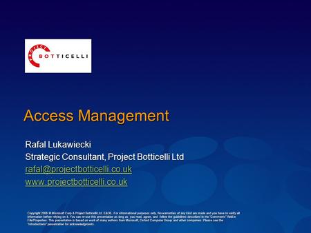 Access Management Rafal Lukawiecki