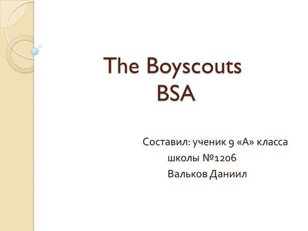 The Boyscouts BSA Составил : ученик 9 « А » класса школы № 1206 Вальков Даниил.