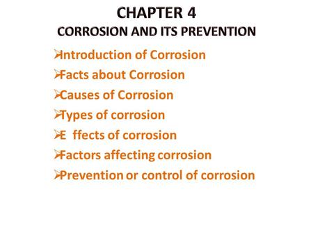 CHAPTER 4 CORROSION AND ITS PREVENTION