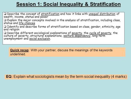 Session 1: Social Inequality & Stratification