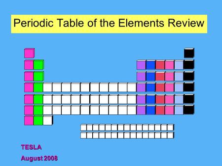 Periodic Table of the Elements Review TESLA August 2008.