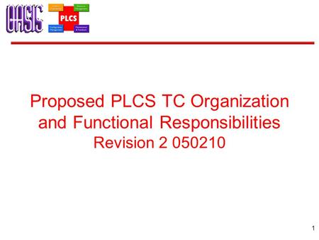 1 Proposed PLCS TC Organization and Functional Responsibilities Revision 2 050210.