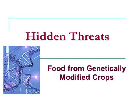 Food from Genetically Modified Crops