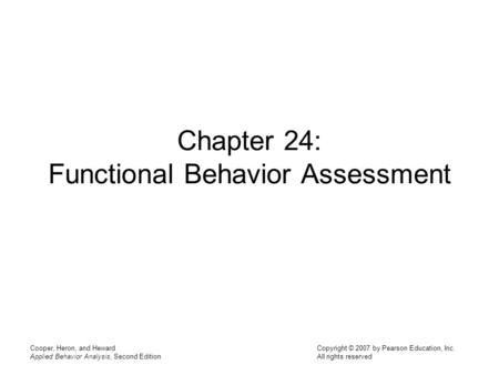 Chapter 24: Functional Behavior Assessment