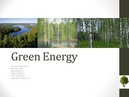 Green Energy Jan-Harm Steenkamp Mari Ylä-Uotila Sabrina Rehner