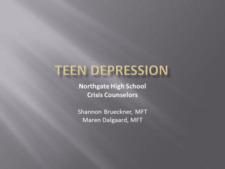 Teen Depression Northgate High School Crisis Counselors
