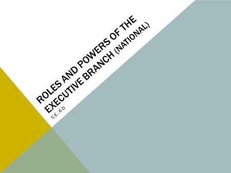Roles and Powers of the executive Branch (national)