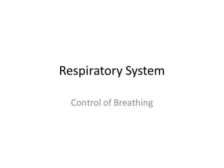 Respiratory System Control of Breathing.