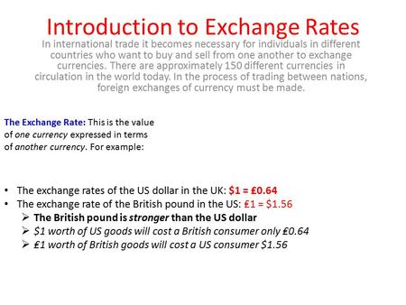Introduction to Exchange Rates