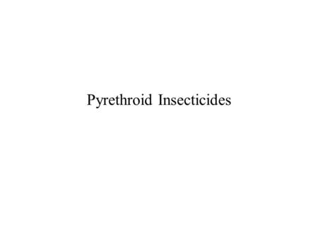Pyrethroid Insecticides. Derived from natural product -- –Pyrethrum –Found in Chrysanthemum cinerarifolium Synthetic pyrethroids –Variable in structure,
