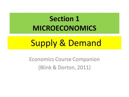 Section 1 MICROECONOMICS