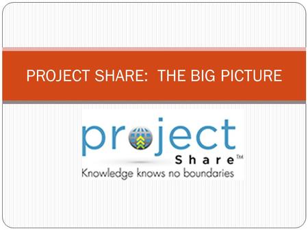 PROJECT SHARE: THE BIG PICTURE. Karen Teeters Need Help with Project Share or OnTrack ?