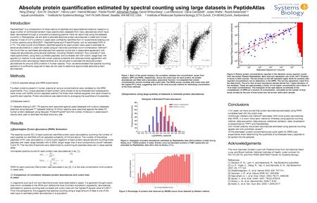 Absolute protein quantification estimated by spectral counting using large datasets in PeptideAtlas Ning Zhang 1*, Eric W. Deutsch 1*, Henry Lam 1, Hamid.