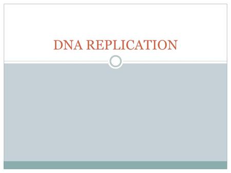 DNA REPLICATION. Semi-conservative theory DNA molecule made up of one parental strand and one new strand.