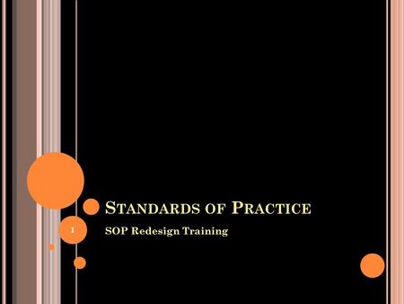 S TANDARDS OF P RACTICE SOP Redesign Training 1. Q UALITY A SSURANCE S YSTEMS An important aspect of a quality system is to work according to clear and.