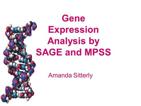 Gene Expression Analysis by SAGE and MPSS Amanda Sitterly.