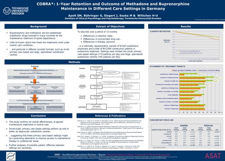 Methods Results ASAT Extract of Objectives COBRA*: 1-Year Retention and Outcome of Methadone and Buprenorphine Maintenance in Different Care Settings in.