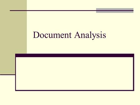 Document Analysis.