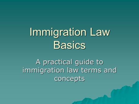 Immigration Law Basics A practical guide to immigration law terms and concepts.