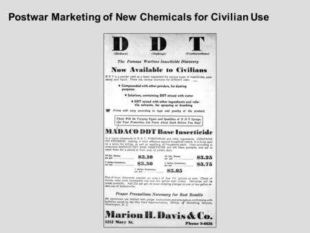 Postwar Marketing of New Chemicals for Civilian Use.