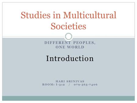 Studies in Multicultural Societies