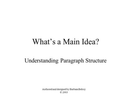 Understanding Paragraph Structure