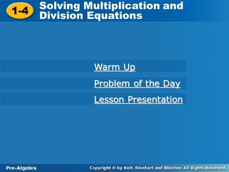 Solving Multiplication and Division Equations 1-4