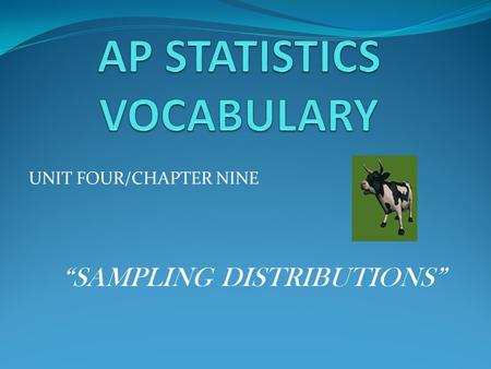 UNIT FOUR/CHAPTER NINE “SAMPLING DISTRIBUTIONS”. (1) “Sampling Distribution of Sample Means” > When we take repeated samples and calculate from each one,