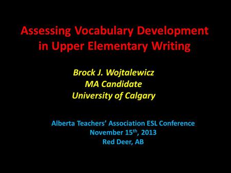 Assessing Vocabulary Development in Upper Elementary Writing