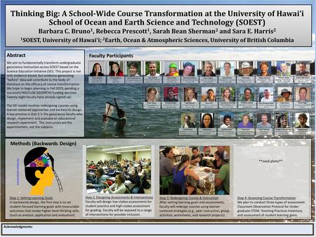 Thinking Big: A School-Wide Course Transformation at the University of Hawai‘i School of Ocean and Earth Science and Technology (SOEST) Barbara C. Bruno.