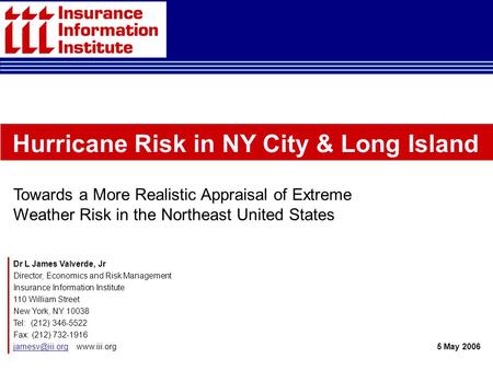 Hurricane Risk in NY City & Long Island