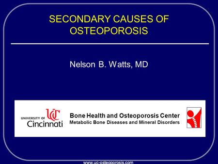 SECONDARY CAUSES OF OSTEOPOROSIS