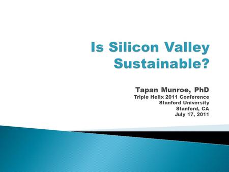 Is Silicon Valley Sustainable?