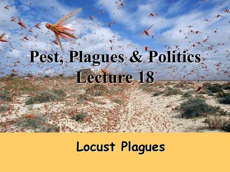 Pest, Plagues & Politics Lecture 18
