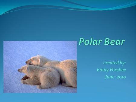 Created by: Emily Forshee June 2010. Introduction You are in the cold, snowy Arctic and suddenly you hear a big growling sound. It’s a giant polar bear!