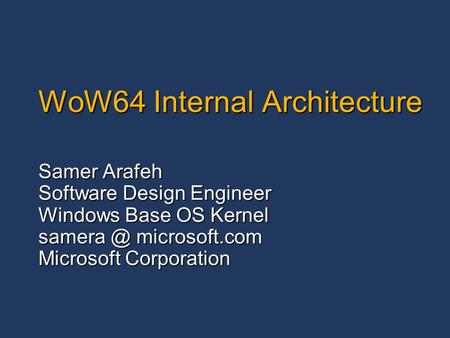 WoW64 Internal Architecture