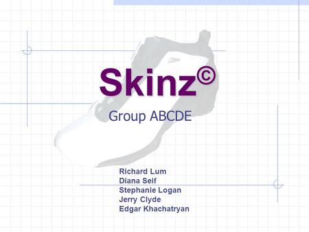 Skinz © Group ABCDE Richard Lum Diana Seif Stephanie Logan Jerry Clyde Edgar Khachatryan.