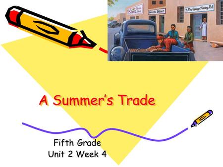 A Summer’s Trade Fifth Grade Unit 2 Week 4 Words to Know bandana bracelet hogan mesa jostled Navajo turquoise plazaburro adobellama Salsa.
