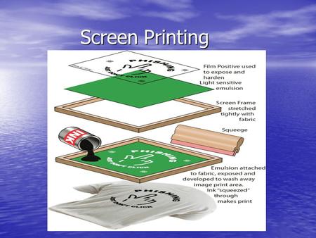 Screen Printing. Main Advantages Can be printed on a wide variety of materials. Can be printed on a wide variety of materials. Preferred over other methods,
