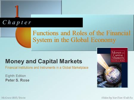 Money and Capital Markets 1 1 C h a p t e r Eighth Edition Financial Institutions and Instruments in a Global Marketplace Peter S. Rose McGraw Hill / IrwinSlides.