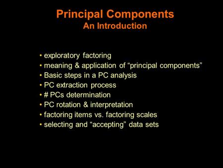 Principal Components An Introduction
