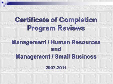 L&C Catalog Content on Certificates of Completion within Management.