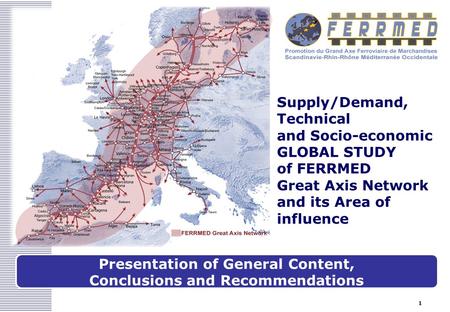 1 Supply/Demand, Technical and Socio-economic GLOBAL STUDY of FERRMED Great Axis Network and its Area of influence Presentation of General Content, Conclusions.