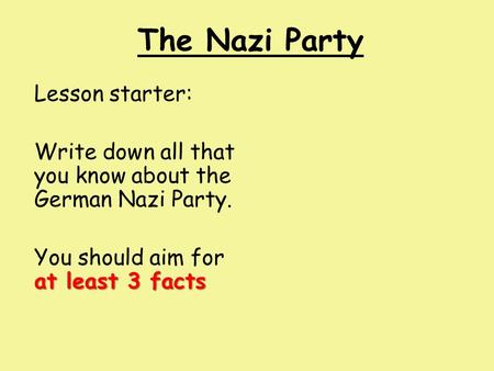 The Nazi Party Lesson starter: