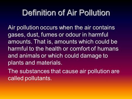 Definition of Air Pollution