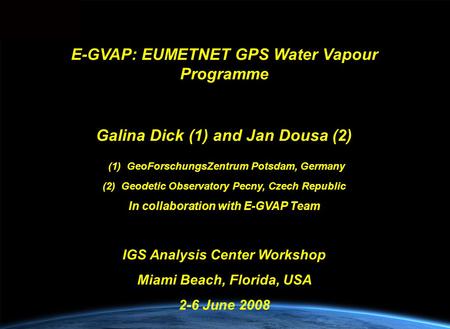 E-GVAP: EUMETNET GPS Water Vapour Programme