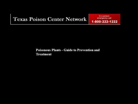 Poisonous Plants - Guide to Prevention and Treatment.